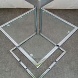Piece of chrome sofa 2 glass shelves from 1970