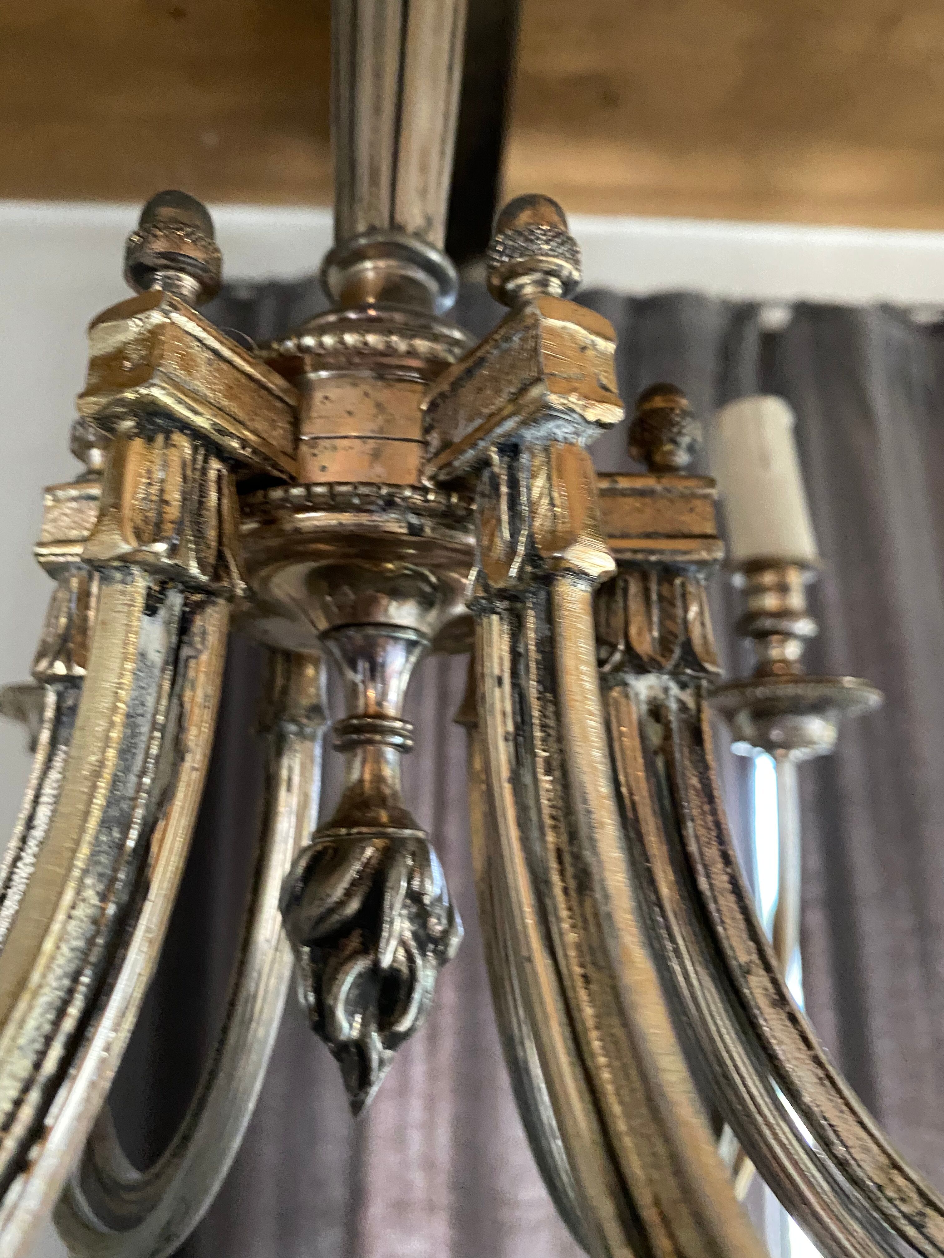 Neo-classical chandelier silver metal