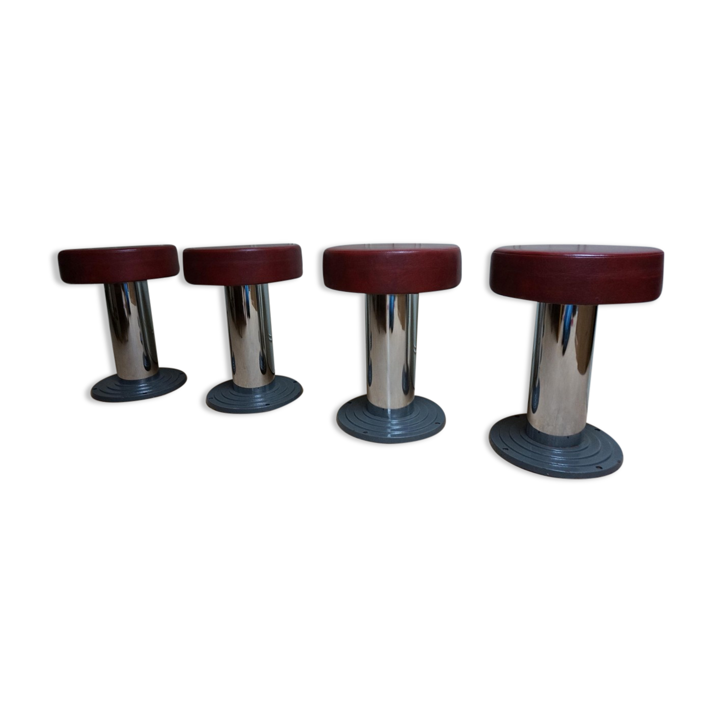 Vintage Belgian Art Deco Style Bar Stools from Frava, 1950s, Set of 4
