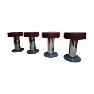 Vintage Belgian Art Deco Style Bar Stools from Frava, 1950s, Set of 4