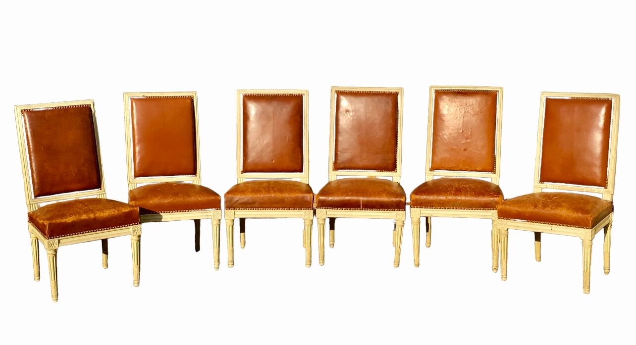 Set of 14 Louis XVI style lacquered chairs