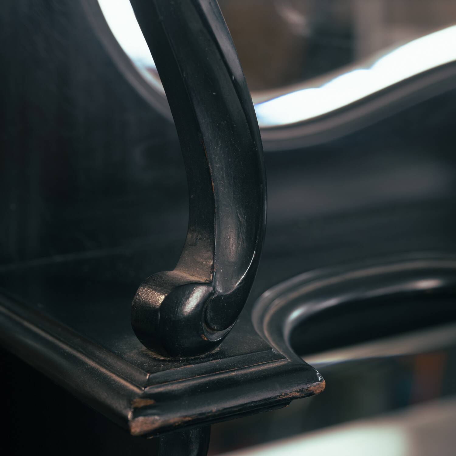 Arts crafts parlour glass display cabinet black ebonised chippendale england