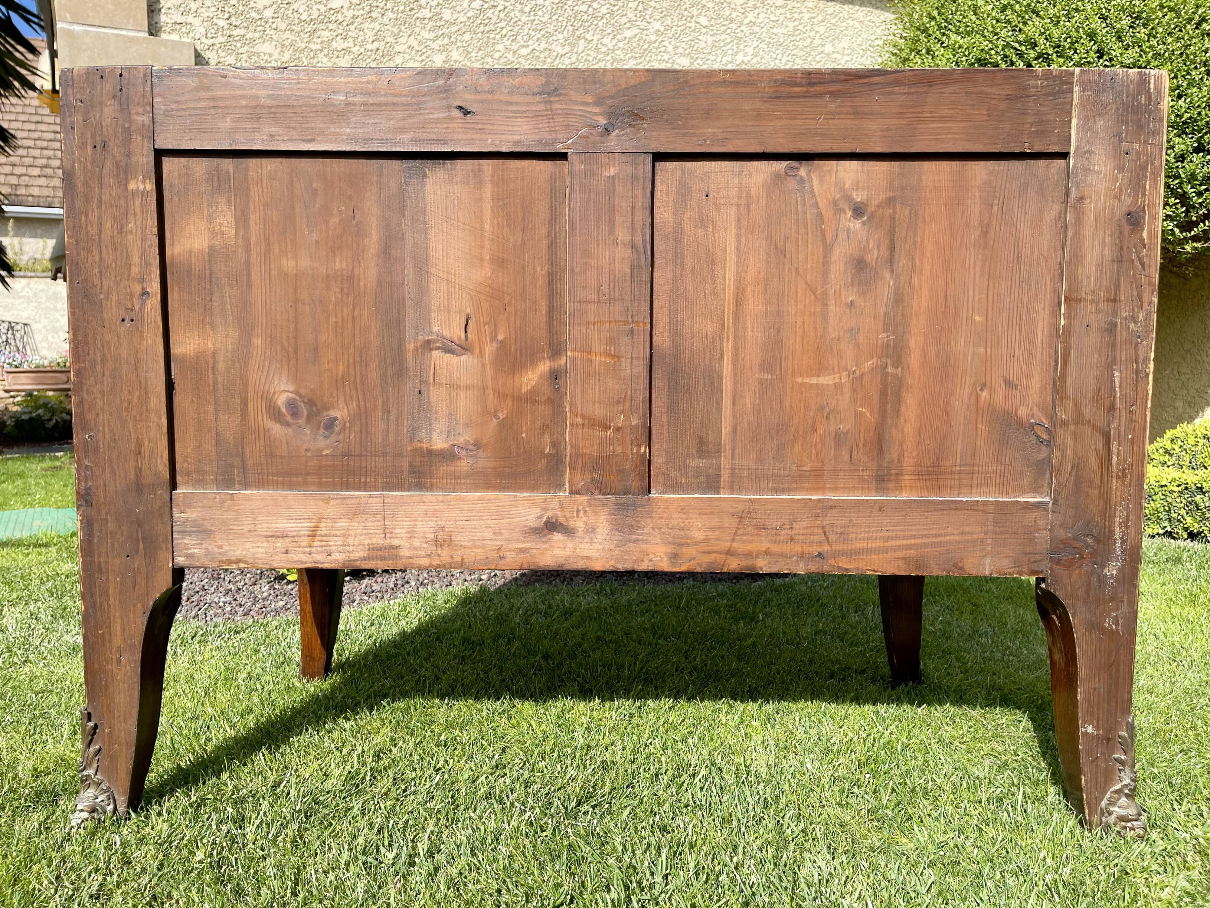 Chest of drawers marquetry & bronze style Louis XV
