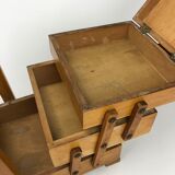 Vintage beech sewing box in honey colour