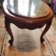 Oval marble and solid wood coffee table