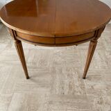 Round table in solid cherry wood Louis XV style and 2 extensions