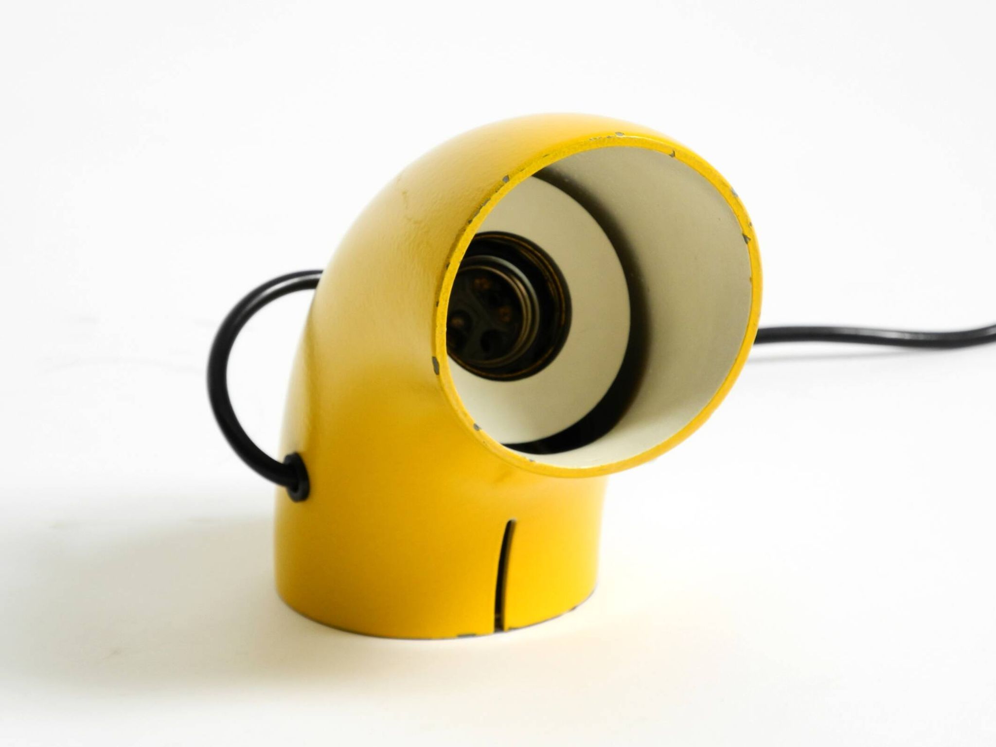 Very rare original Space Age 60s yellow table lamp made of iron by Temde