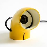 Very rare original Space Age 60s yellow table lamp made of iron by Temde