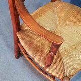 Old straw armchair