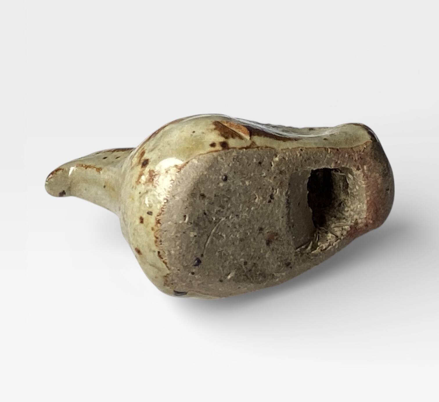 Ancient zoomorphic bird whistle in stoneware from La Borne.
