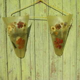 Pair of vintage resin sconces with vegetable inclusion