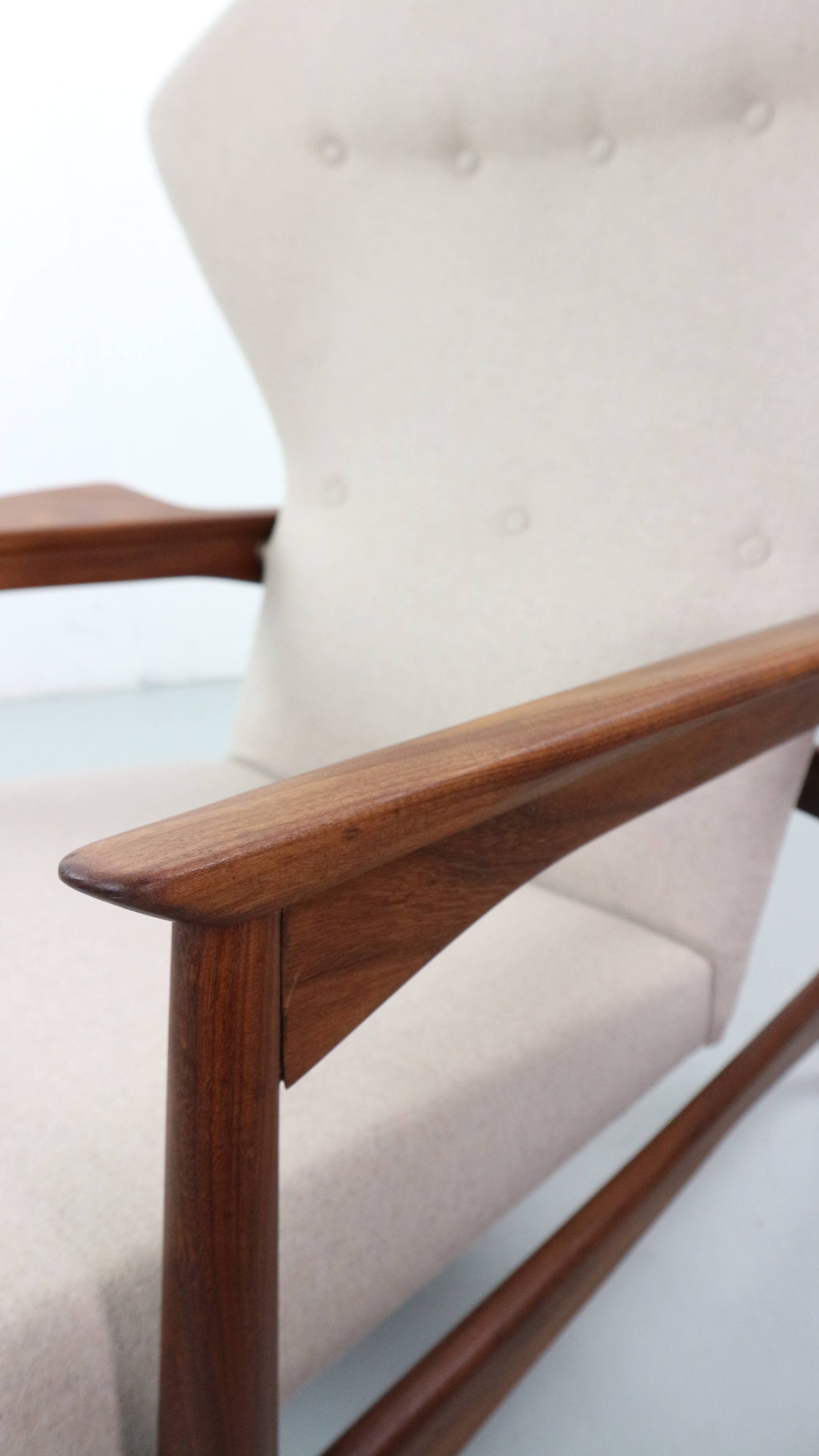 Danish adjustable wingback lounge chair in teak by Ib Kofod Larsen