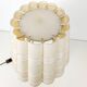 Lampe de chevet Mid Century Pied en bois massif Veinure Abat-jour courbe rose blanc brun foncé Struc