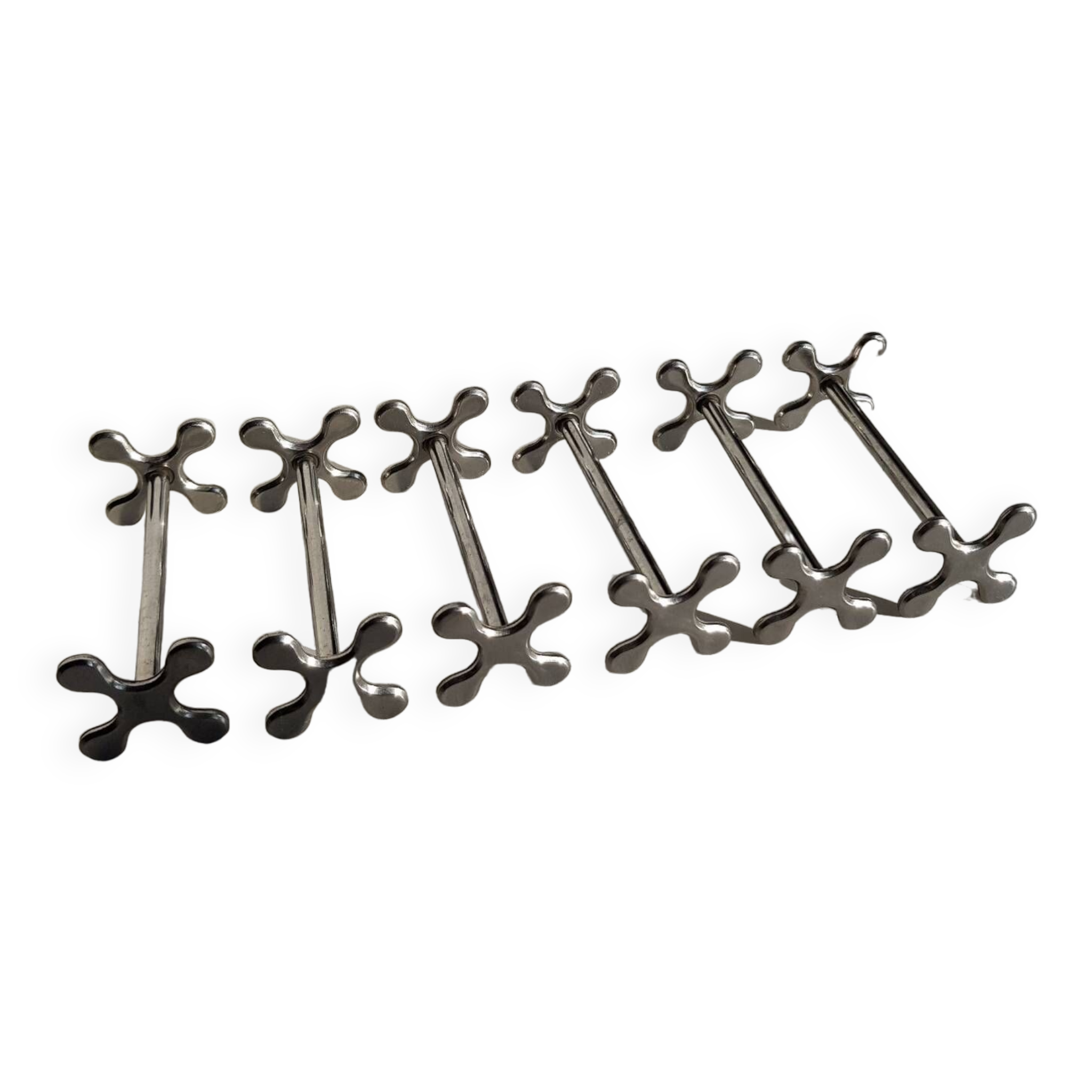 Set of 6 stainless steel knife rests by Chabanne in its original box.