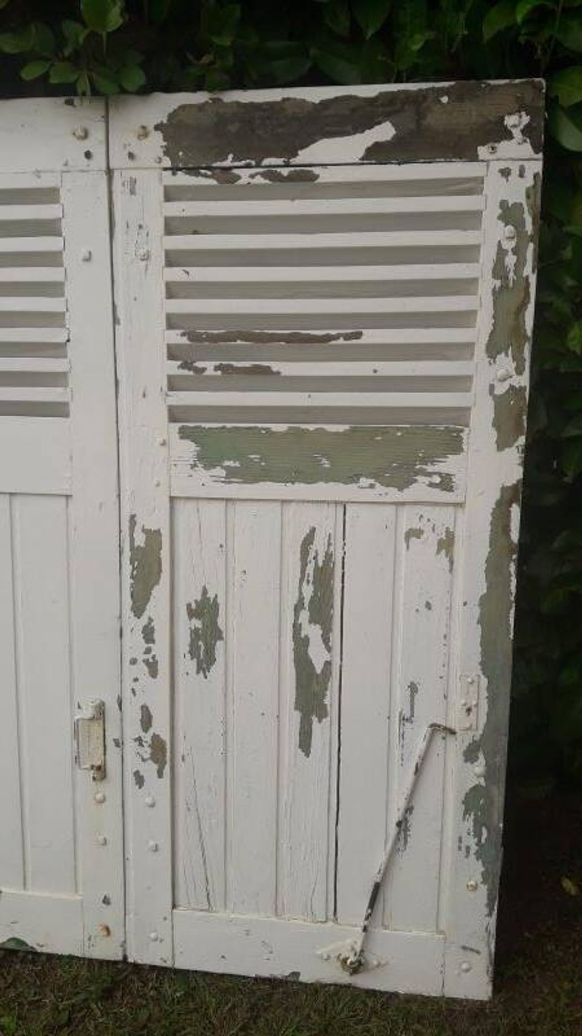 Volets 4 vantaux H148xL245cm persiennes chêne anciens paire 1