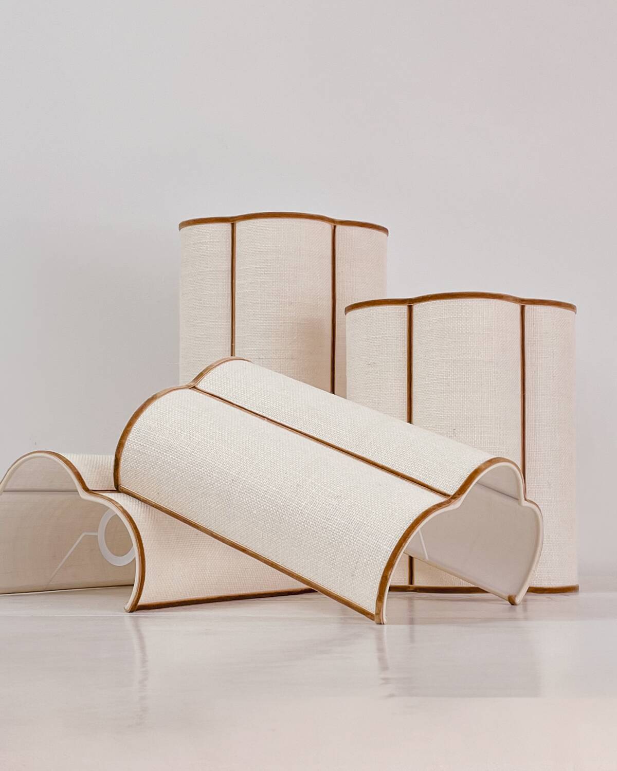 3 linen and velvet braid wall lights