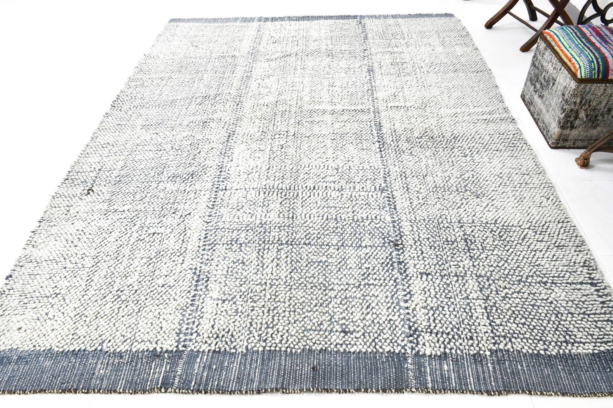 7x9 Blue White Modern Vintage Rug, 200x271Cm SK 34018 FREE SHIPPING