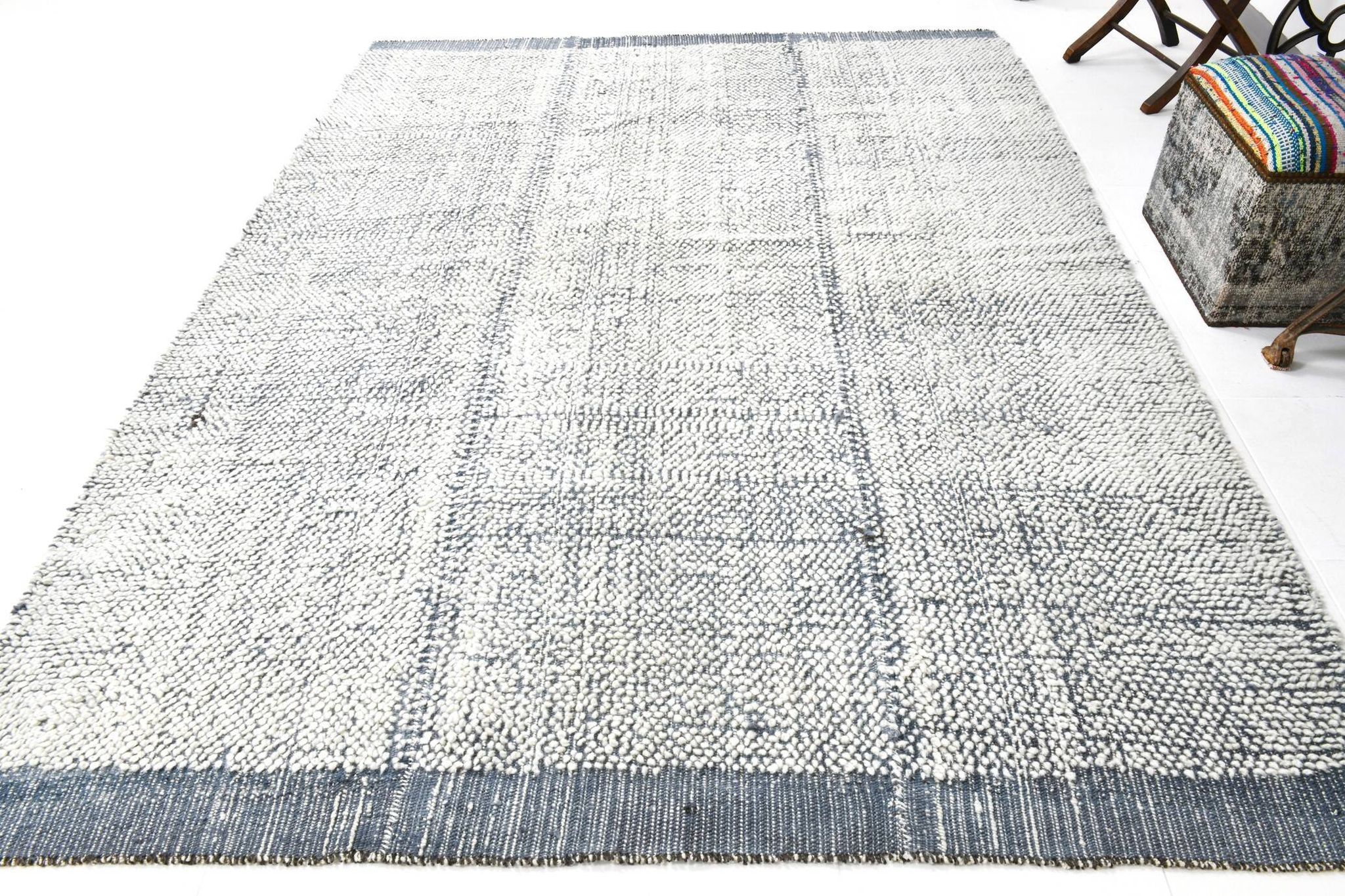 7x9 Blue White Modern Vintage Rug, 200x271Cm SK 34018 FREE SHIPPING