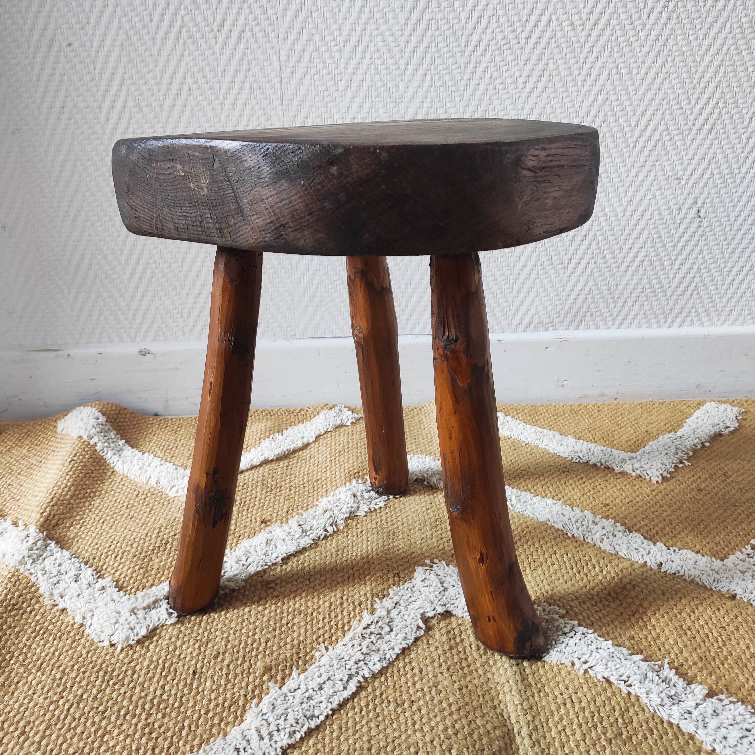 Vintage brutalist tripod stool