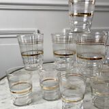 Set of 13 granite water glasses with golden borders 50s-60s