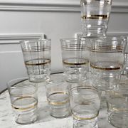 Set of 13 granite water glasses with golden borders 50s-60s