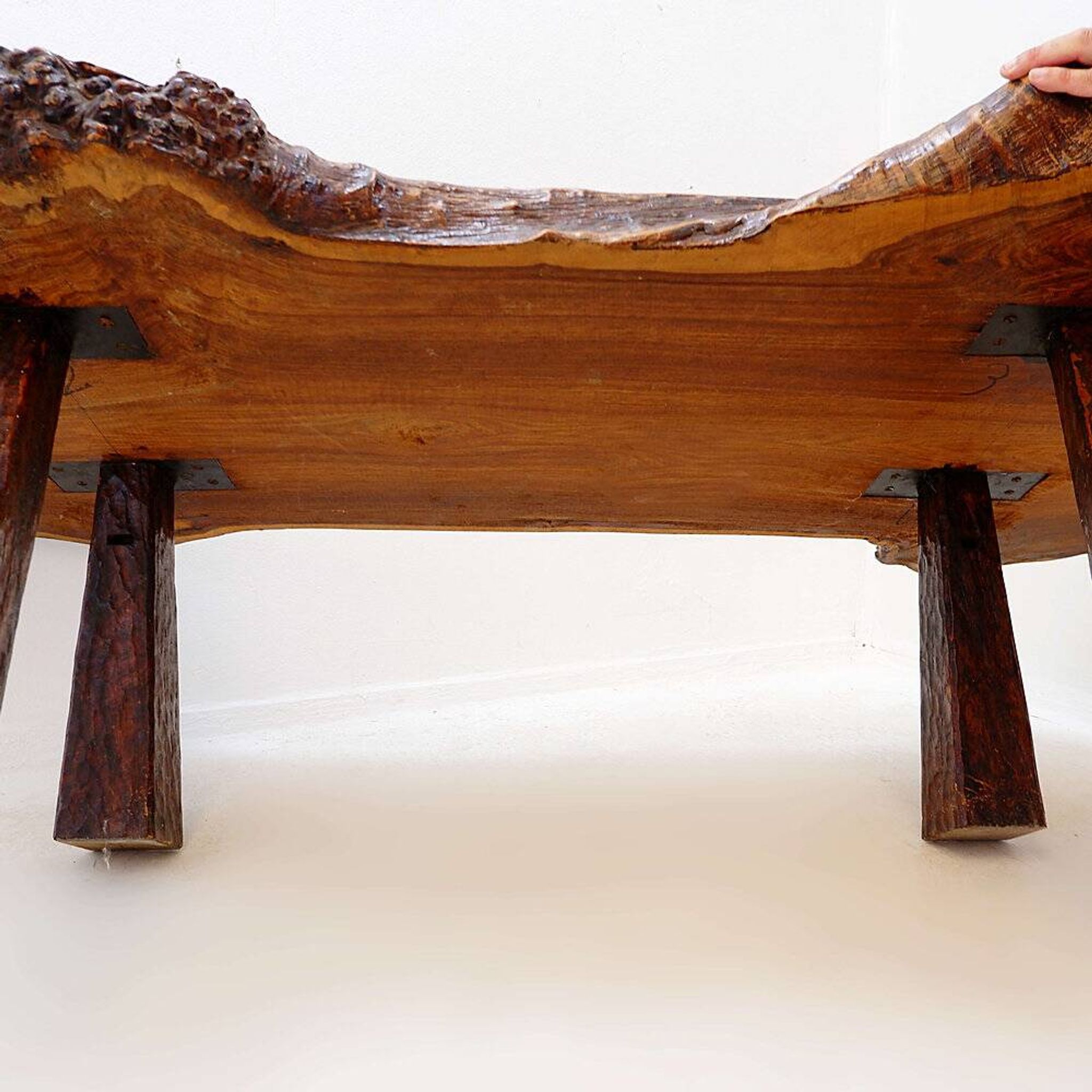 Large brutalist "live edge" mid-century coffee table