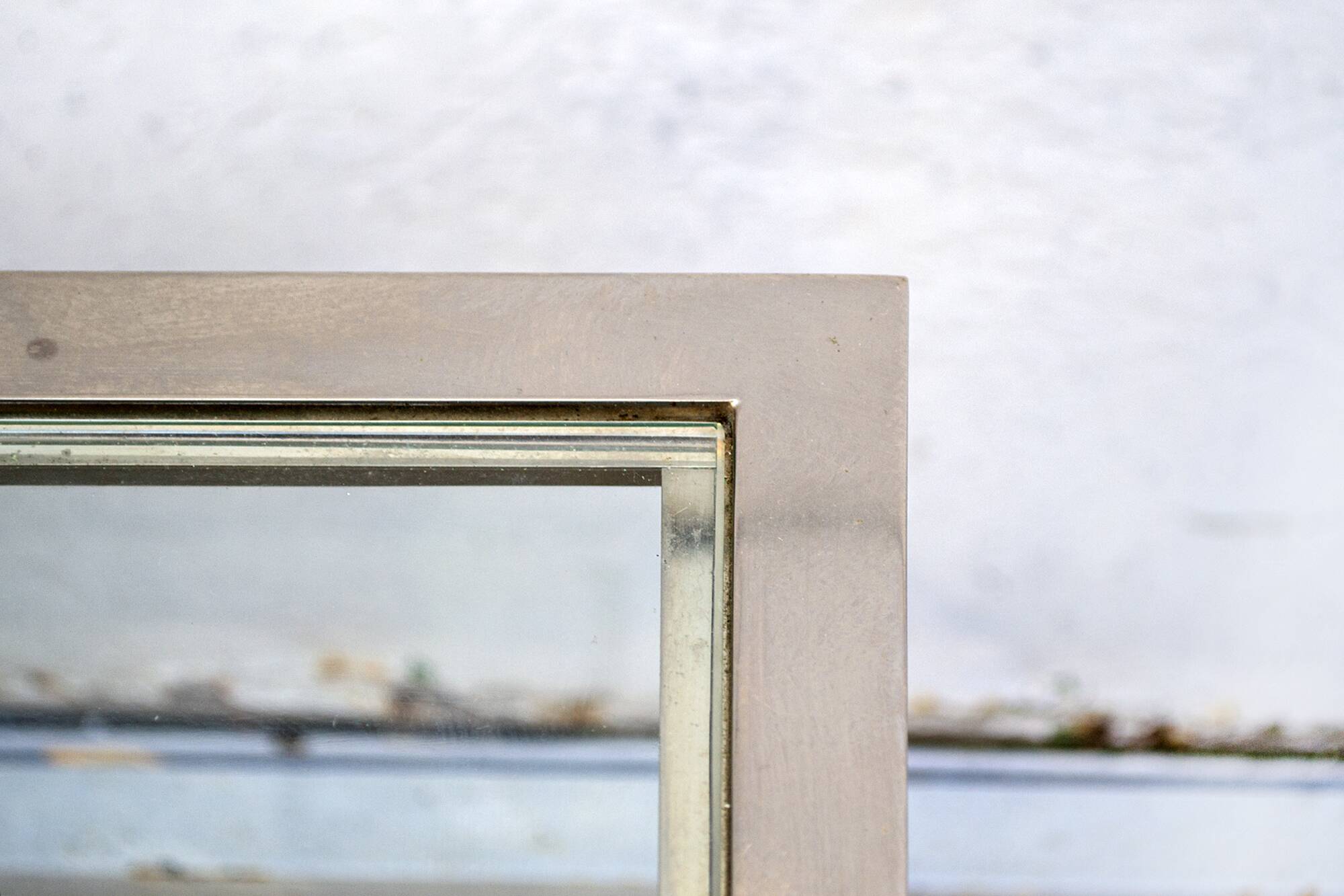 Console Ottone e vetro con ruote Italia Anni '70