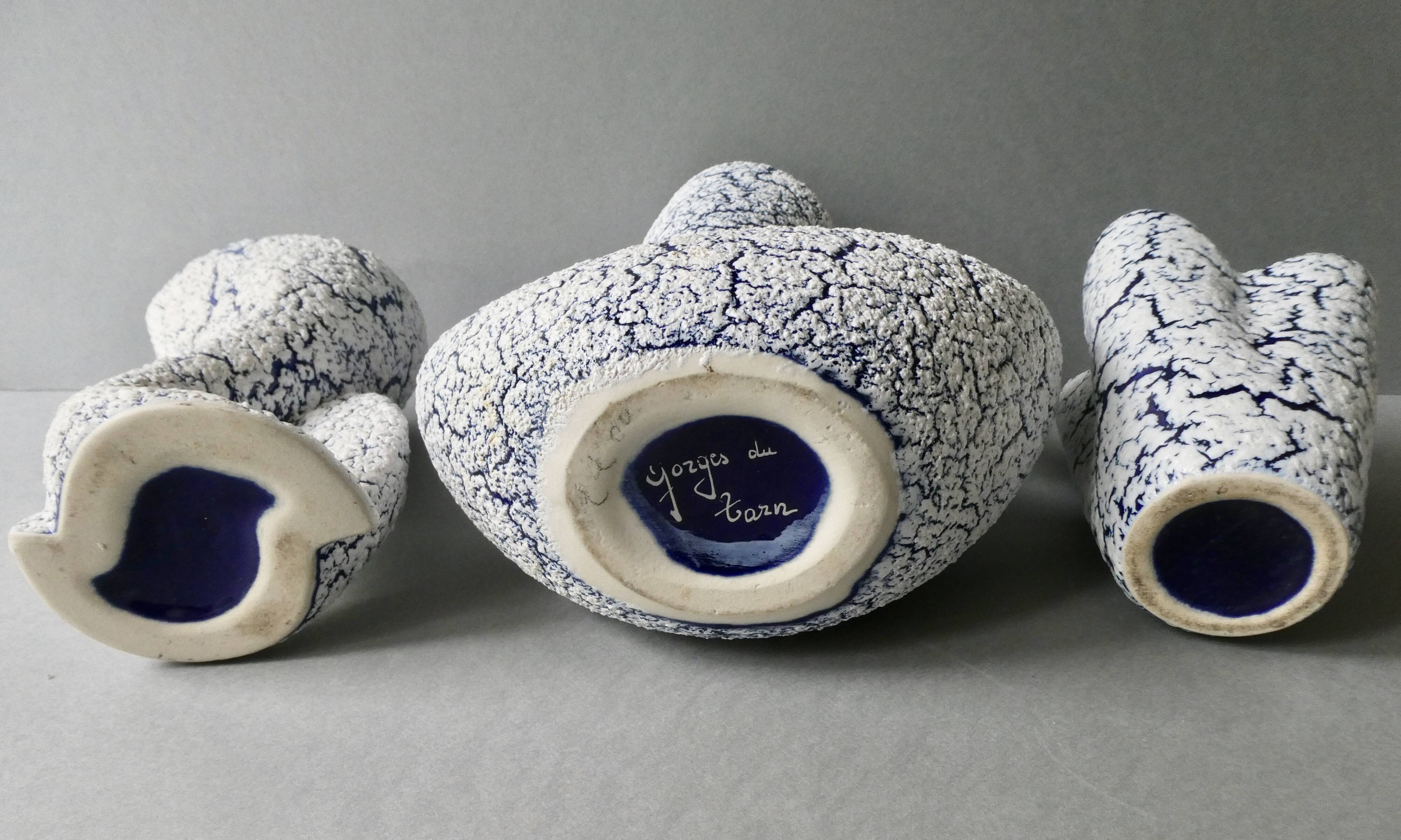 Trio of tense ceramic vases, 70s