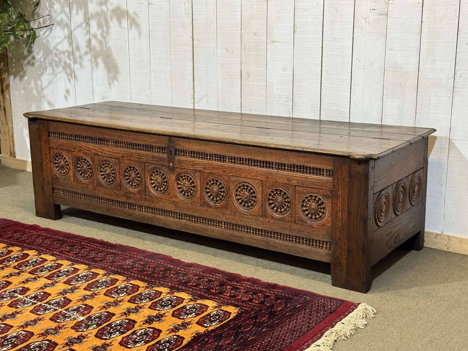 18th-century Breton chestnut bank bench