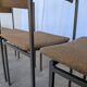 Set of 6 Vintage Industrial School Chairs: Brown Fabric, Black Metal Base