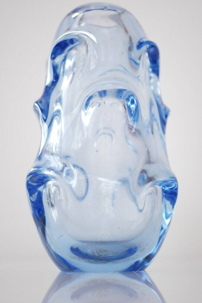 Mid-century modern crystal vase in pale blue by Börne Augustsson for Åseda