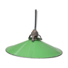 Lampe suspension en tôle émaillée verte gamelle vintage