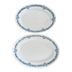 Set of 2 oval dishes, Longchamp ironstone, Denise model, blue flower.