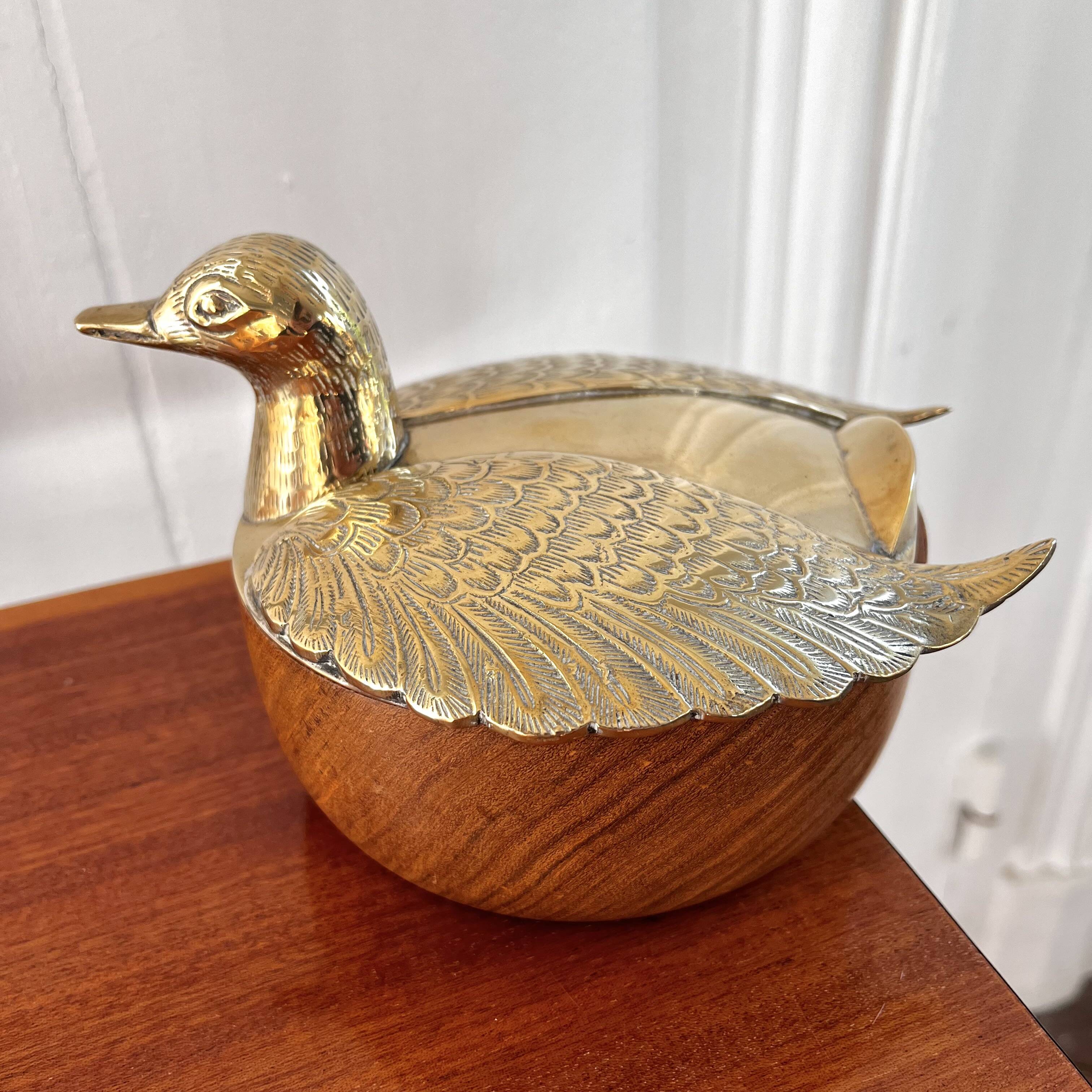 Brass duck wooden box