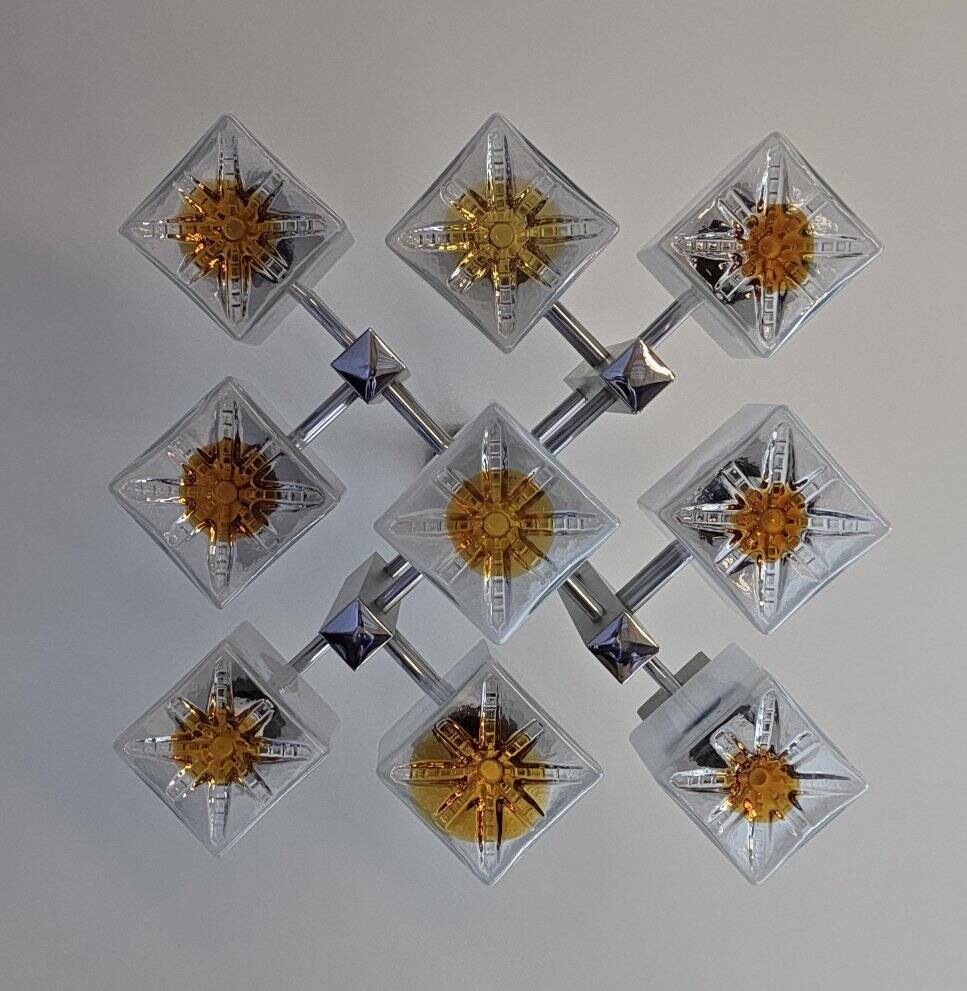 Lustre vintage à 9 feux Scoliari pour Mazzega années 60-70