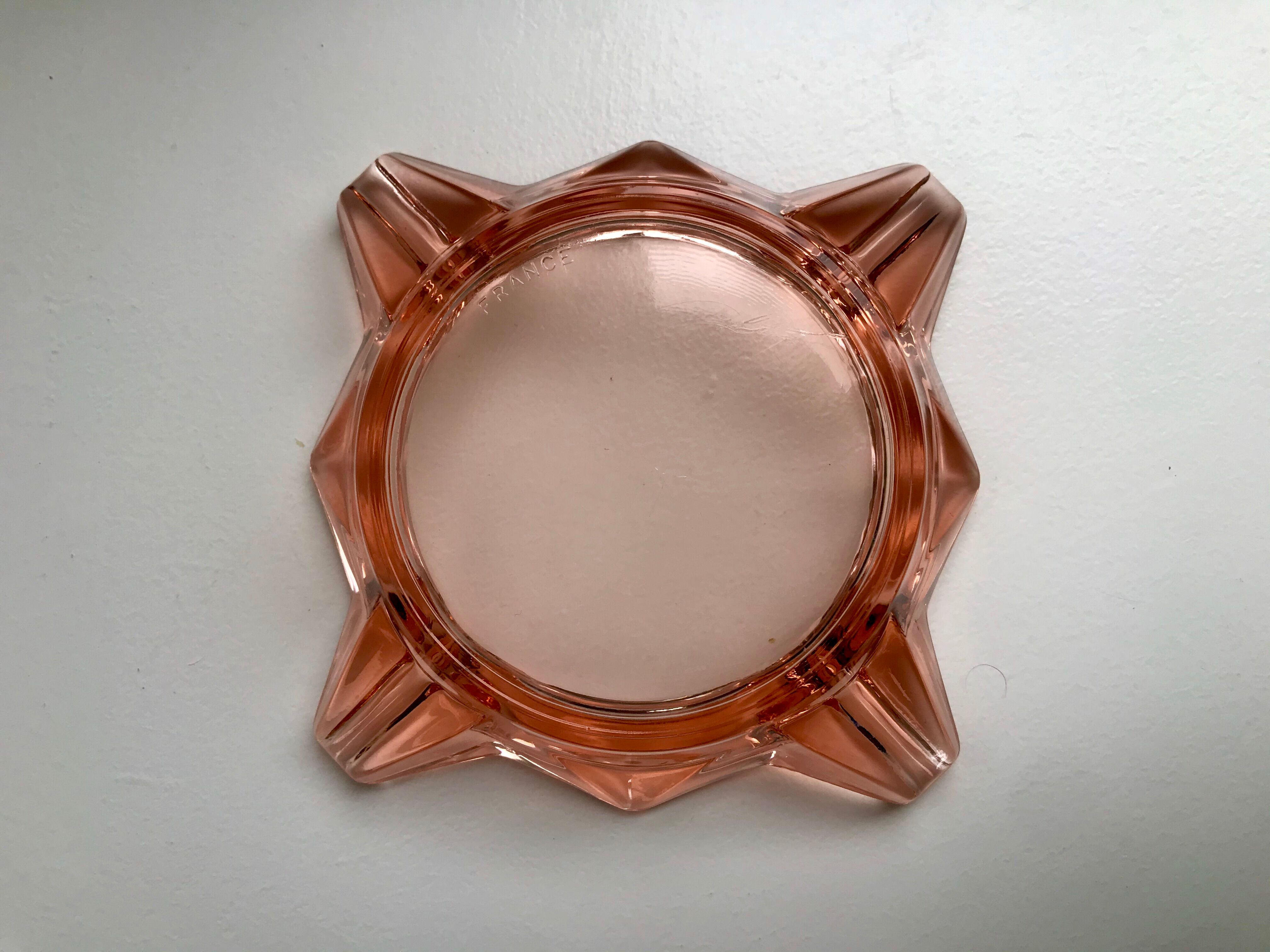 Pink glass ashtray 70s
