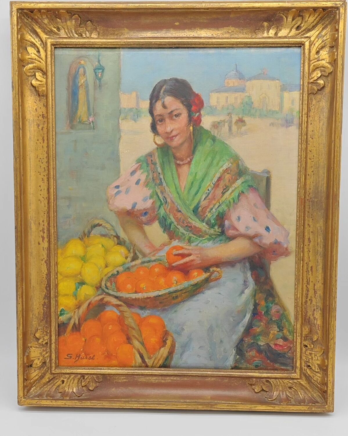 The citrus seller by Suzanne Hurel oil on canvas