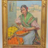 The citrus seller by Suzanne Hurel oil on canvas