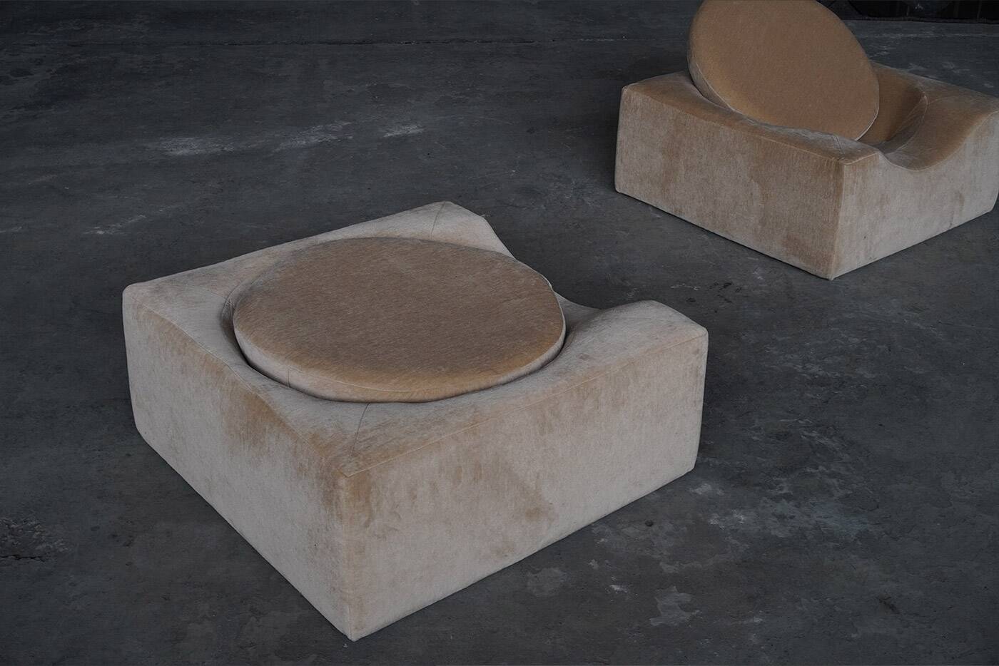 Pair of modernist lounge chairs, France 1970s