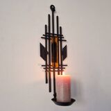Sculptural Iron and orange glass wall candle holder for Dantoft, Denmark 1960's/1970's