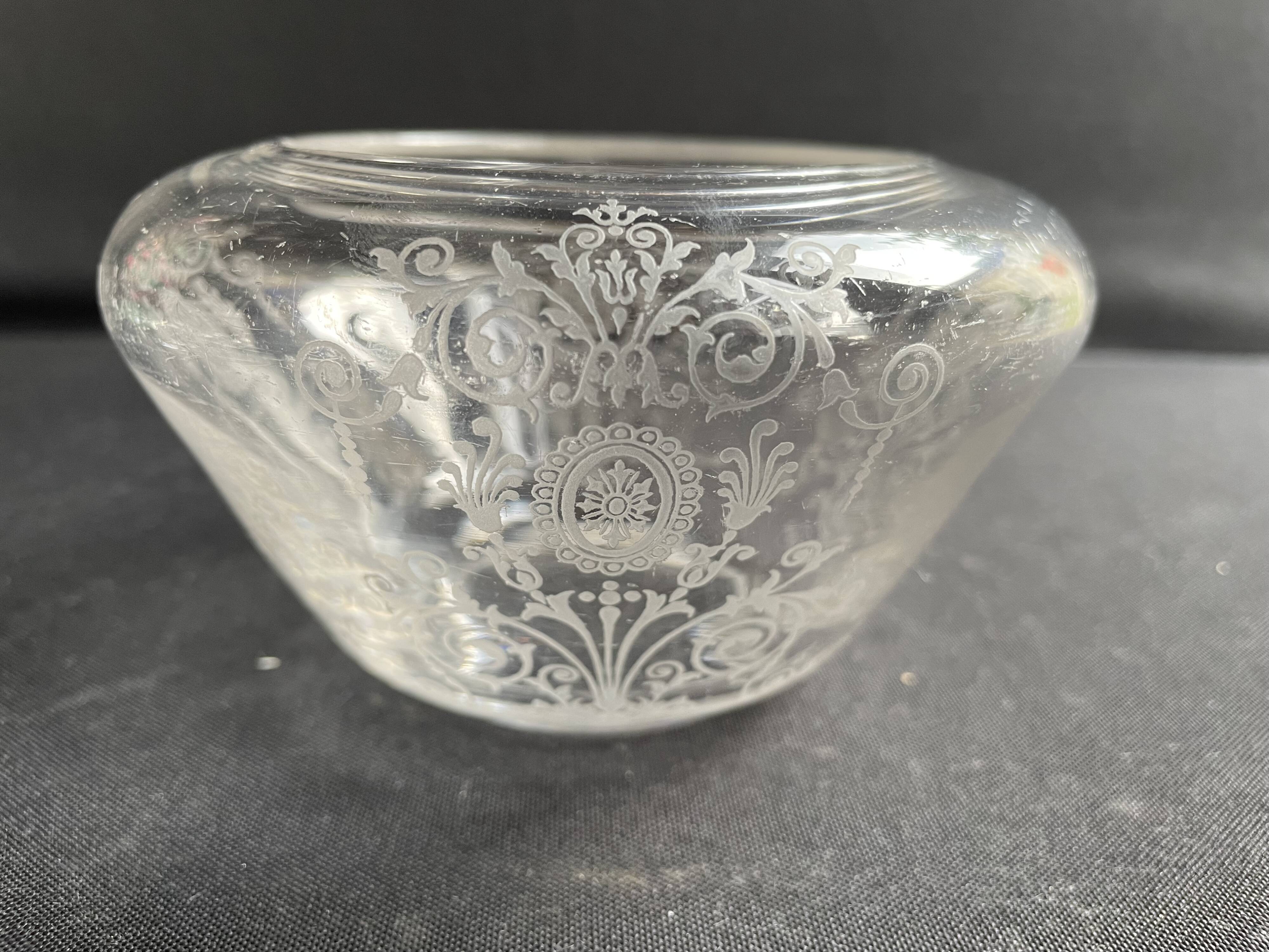 Acid etched crystal vase