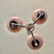Chandelier 3 fires chrome and corollas of pink glass 1970