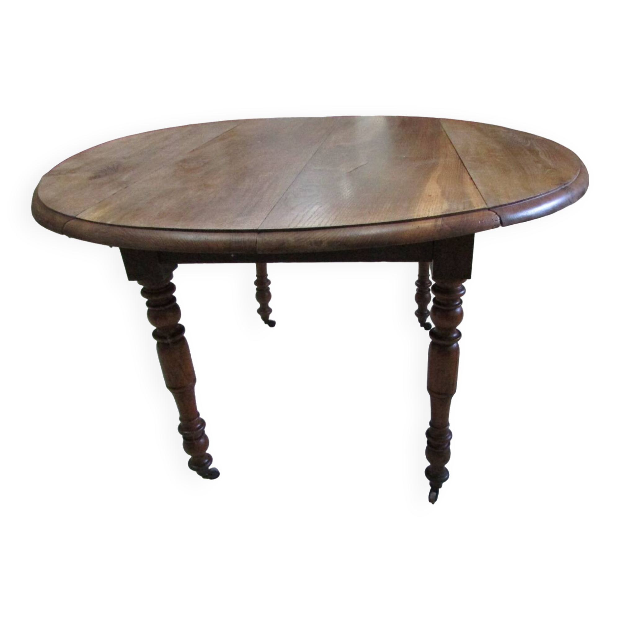 Round kitchen table with shutters in solid oak, 1900