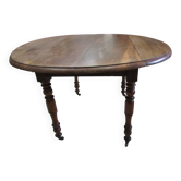 Table ronde de cuisine à volets en chêne massif , 1900