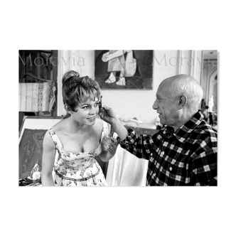 Photography, "pablo picasso and brigitte bardot", vallauris, 1956 / 15 x 20 cm / b&w