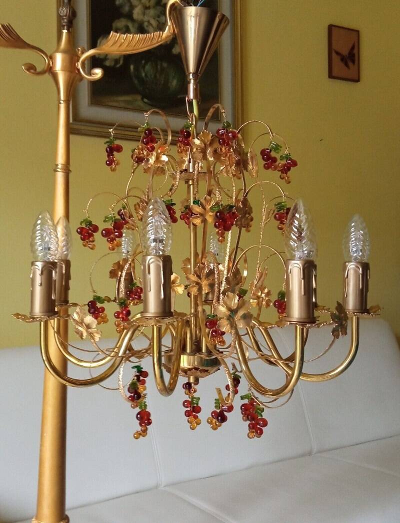 Large Murano Chandelier with Grapes and Leaves