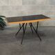 Metal and wood table, black Opaxit top, Czech Republic 1960