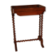 Pedestal table in wood and havana coloured leather tray