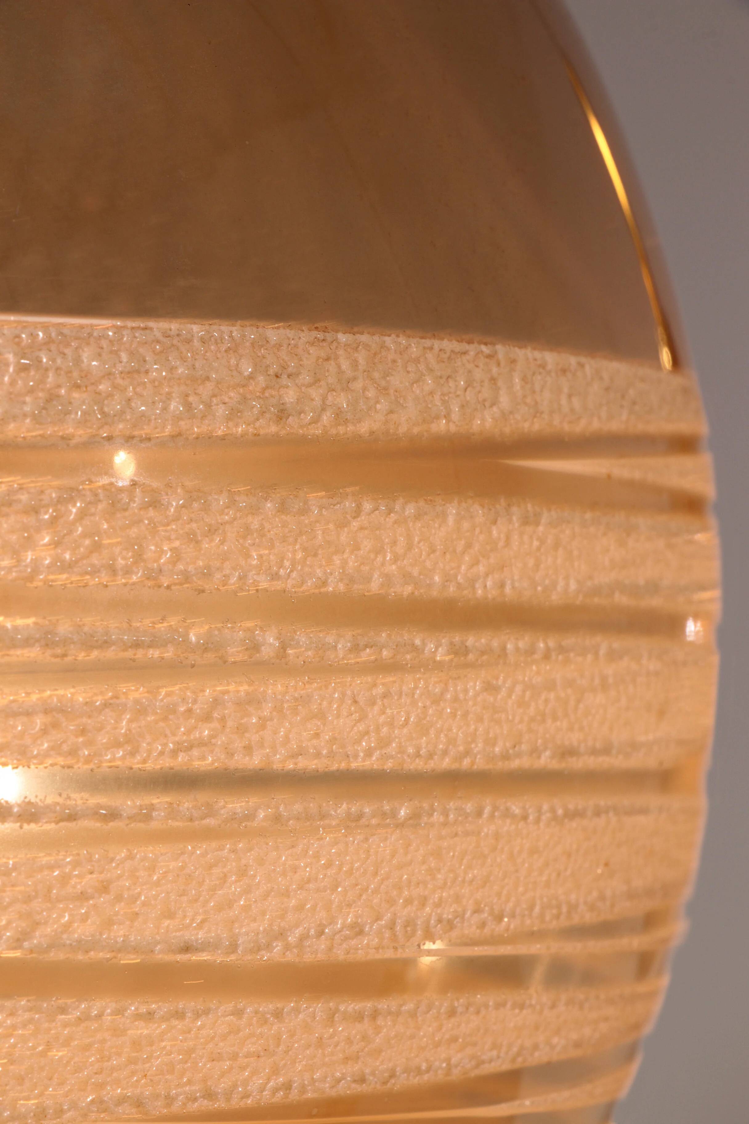 Glashütte Limburg hanging lamp amber glass, 1960s