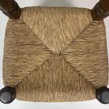 Wood Turned Bobbin Low Rush Chair in the manner of Charles Dudouyt, France, 1950s